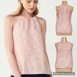 Nine West High Neck Keyhole Tank Top Size S – Peach Swirl Print